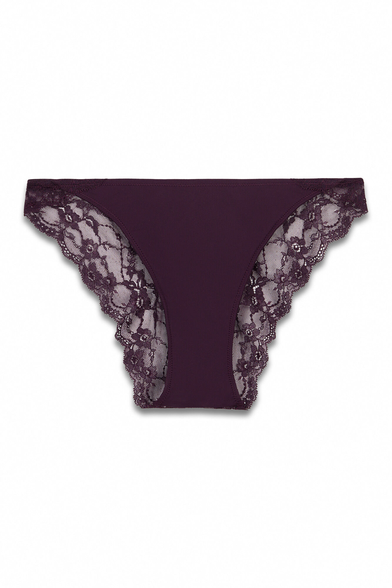 Women'secret Panty cl&aacute;sica de microfibra y encaje morada morado/lila