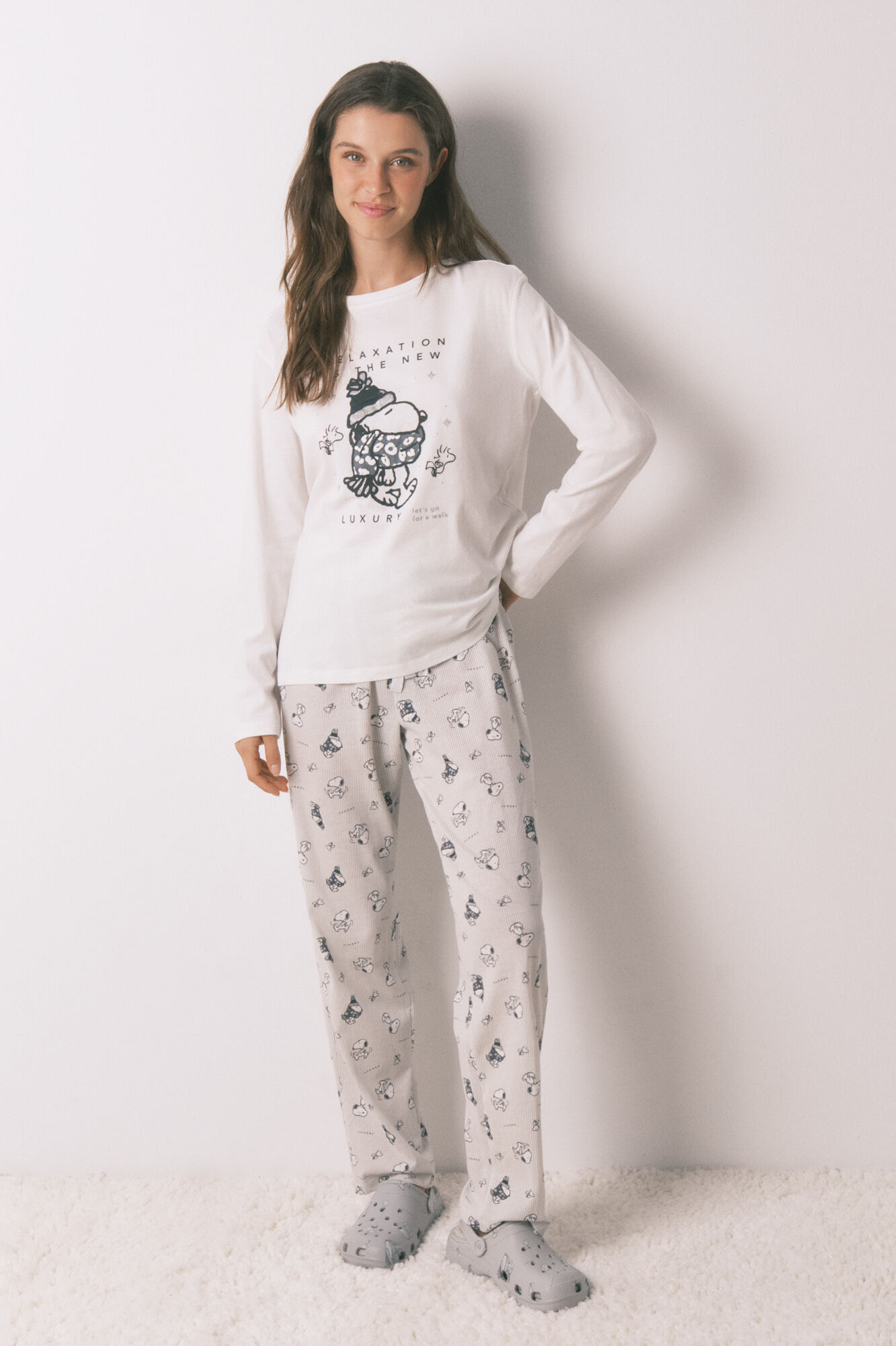 Women'secret Pijama larga de Snoopy 100% algod&oacute;n