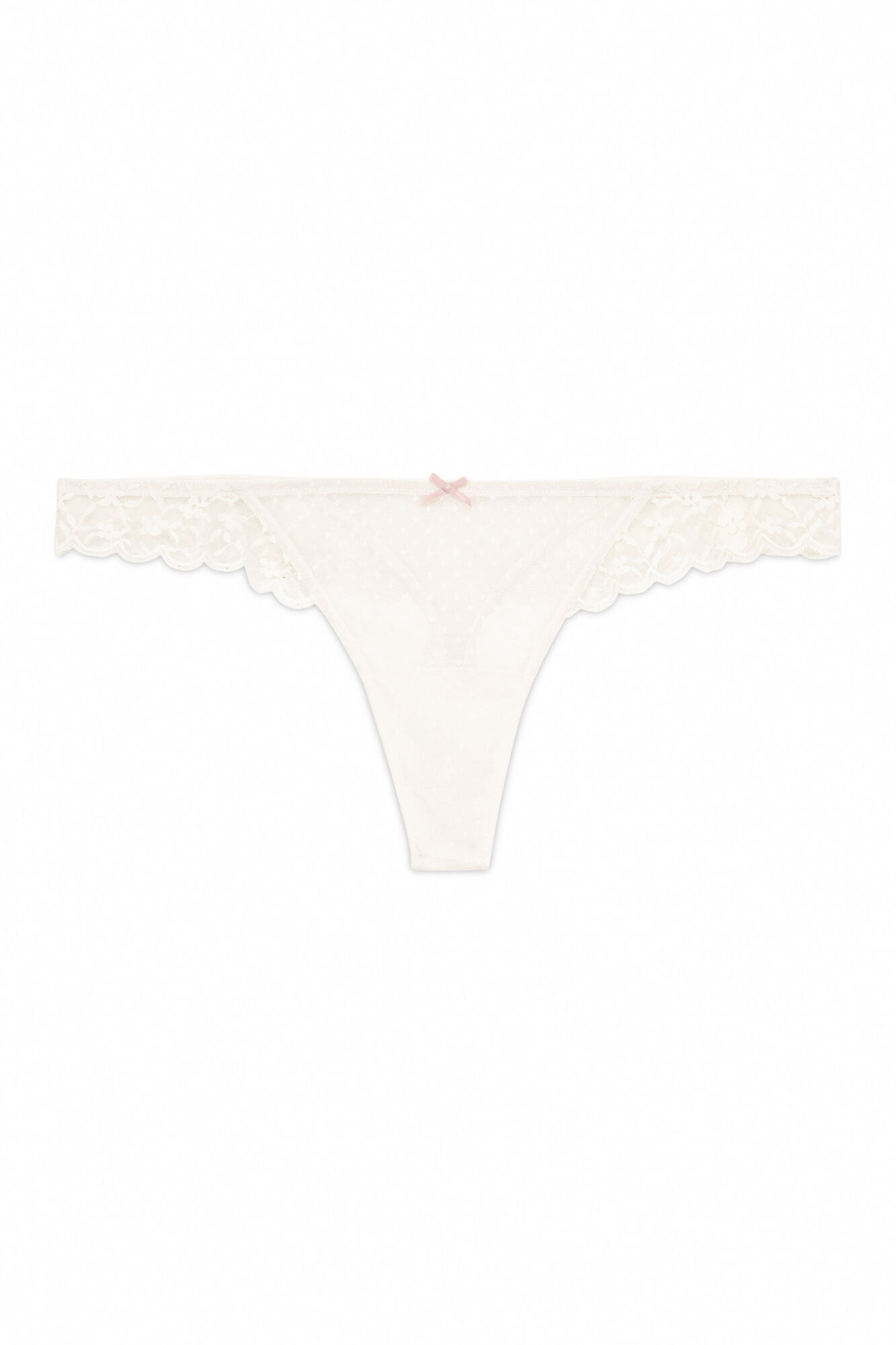 Women'secret Tanga de cintura de encaje gris rosa
