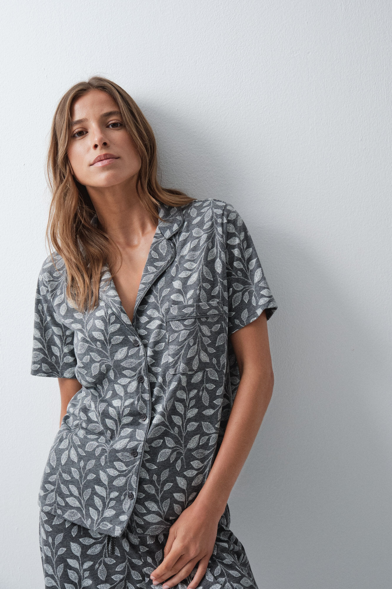 Women'secret Pijama larga camisera de hojas