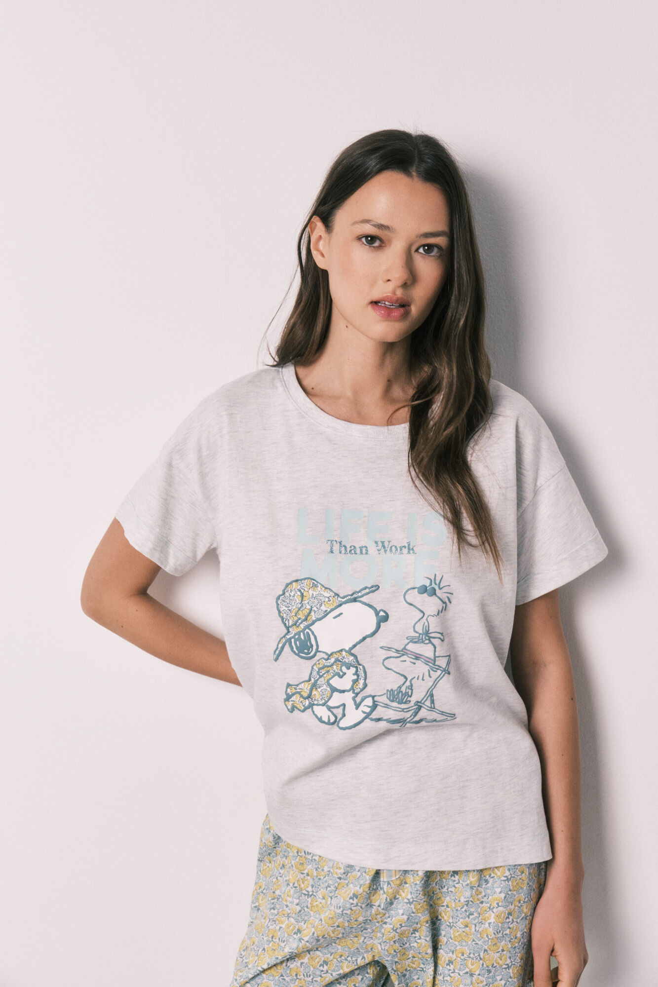 Women'secret Pijama larga de algod&oacute;n Snoopy