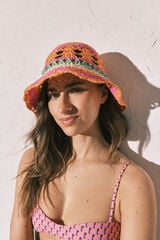 Women'secret Sombrero bucket de crochet multicolor estampado