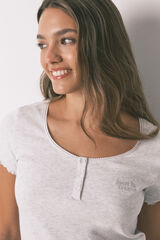 Women'secret Playera de manga corta de algod&oacute;n gris  gris