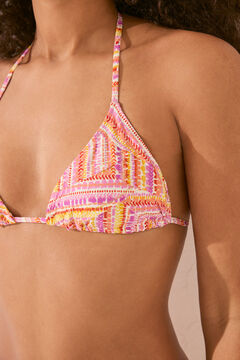 Womensecret Top de bikini triangular con patchwork de lúrex estampado