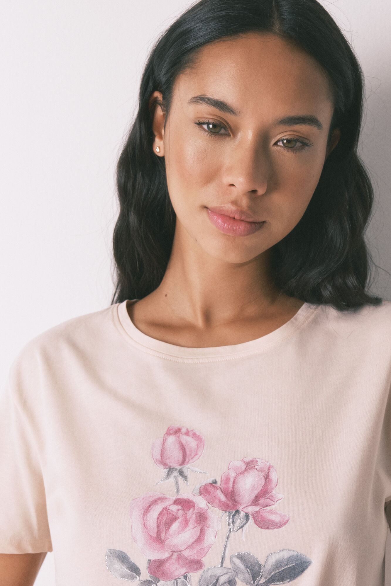 Women'secret Pijama larga con flores rosas rosa