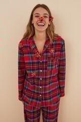 Womensecret Pijama cuadros 100% algodón rojo estampado