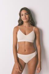 Women'secret Tanga sin costuras con estampado animal café