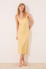 Womensecret Camisón largo de satén amarillo amarillo