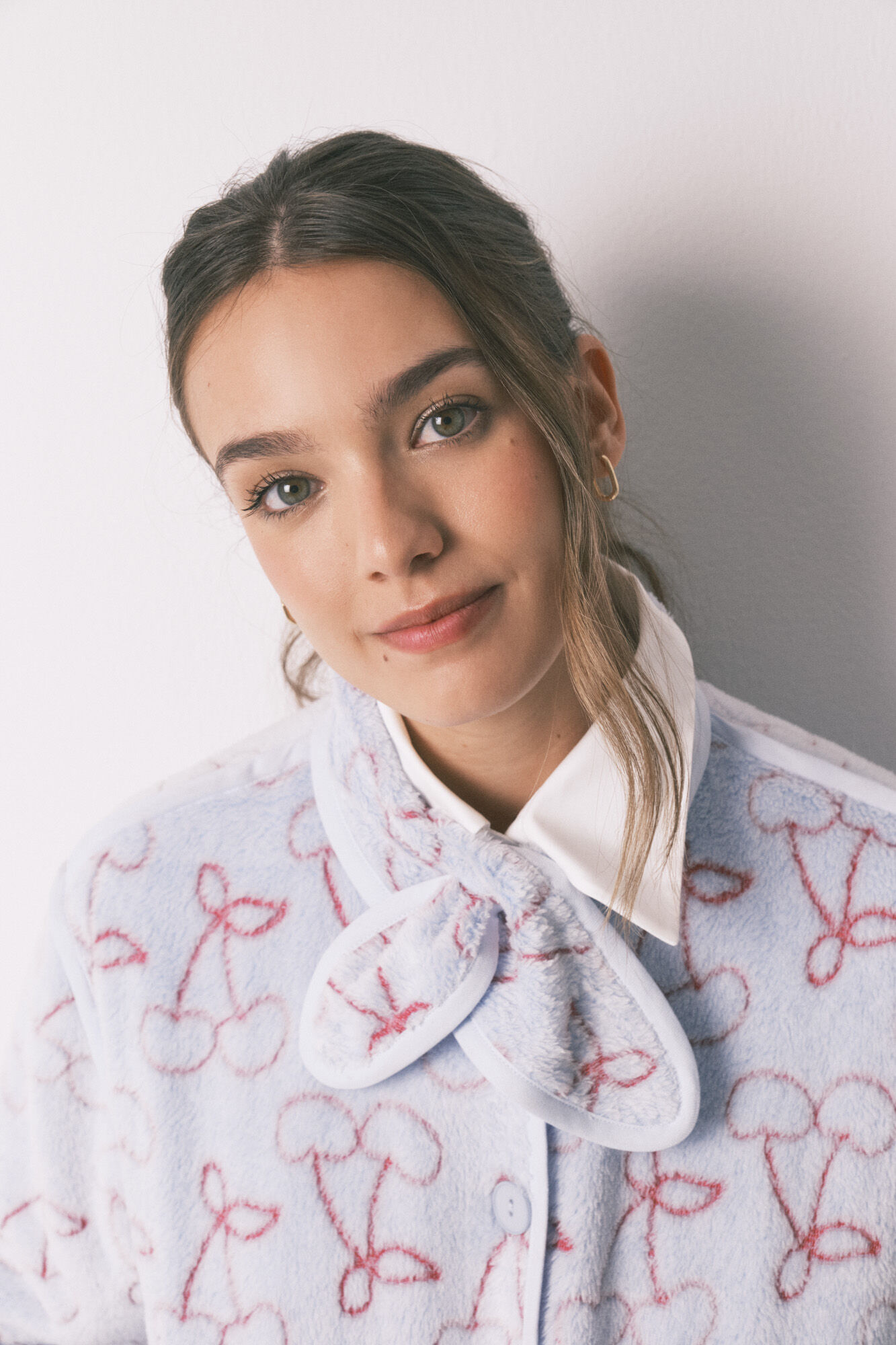 Women'secret Bata de polar con imitaci&oacute;n pelo Jacquard azul