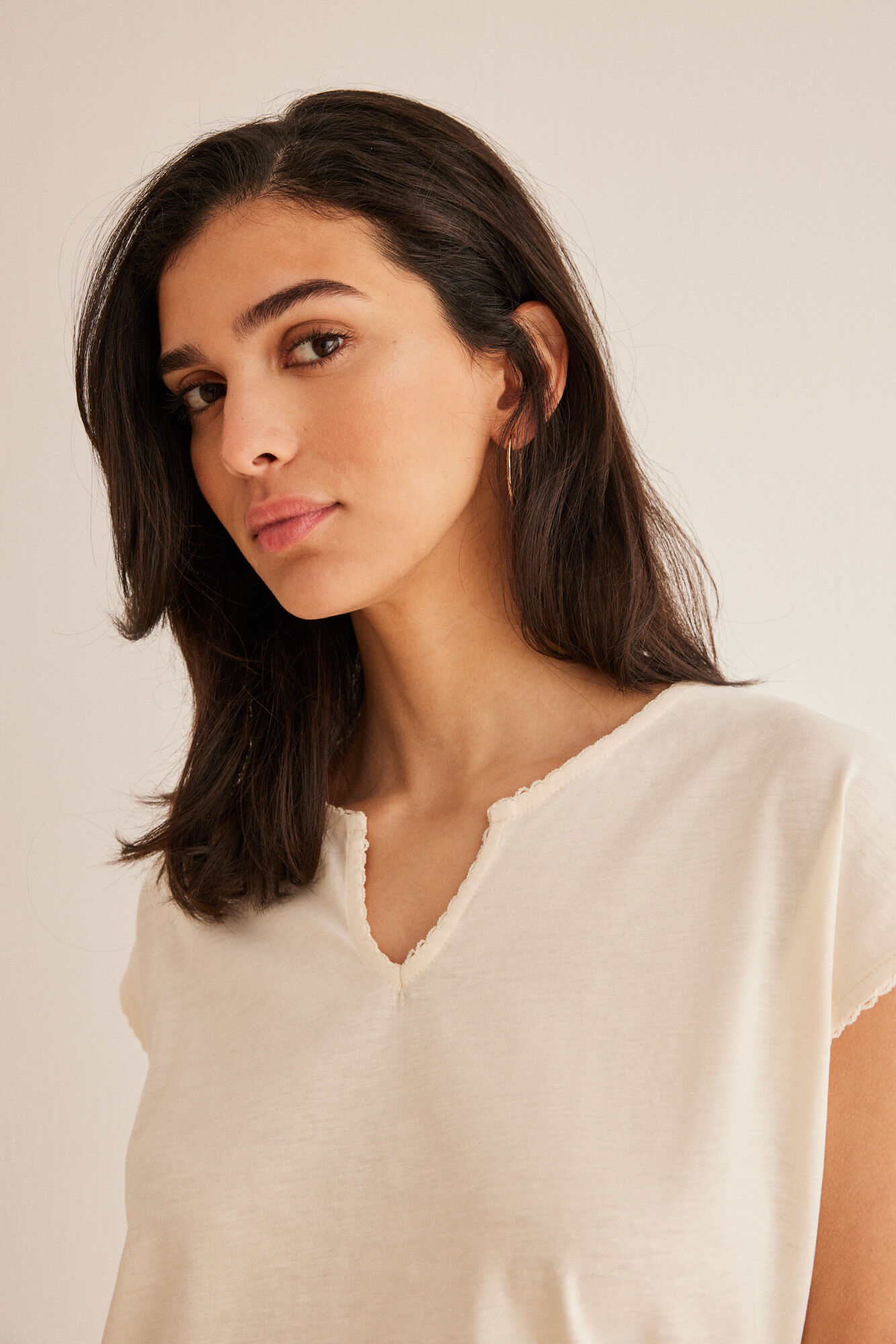 Women'secret Playera algod&oacute;n marfil