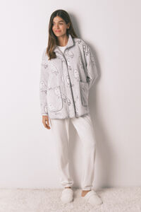 Women'secret Bata corta tejido polar pelo gris "Hedwig"