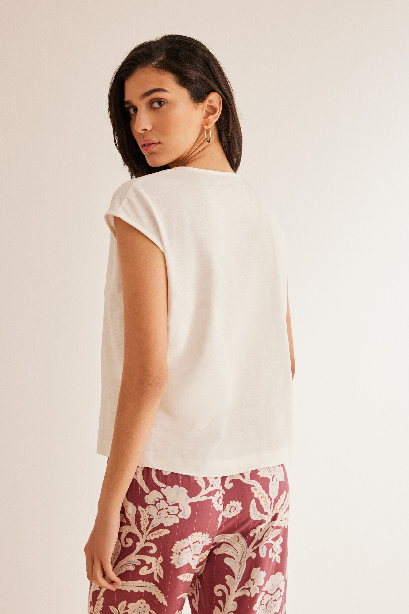 Women'secret Playera textura flam&eacute; marfil marfil