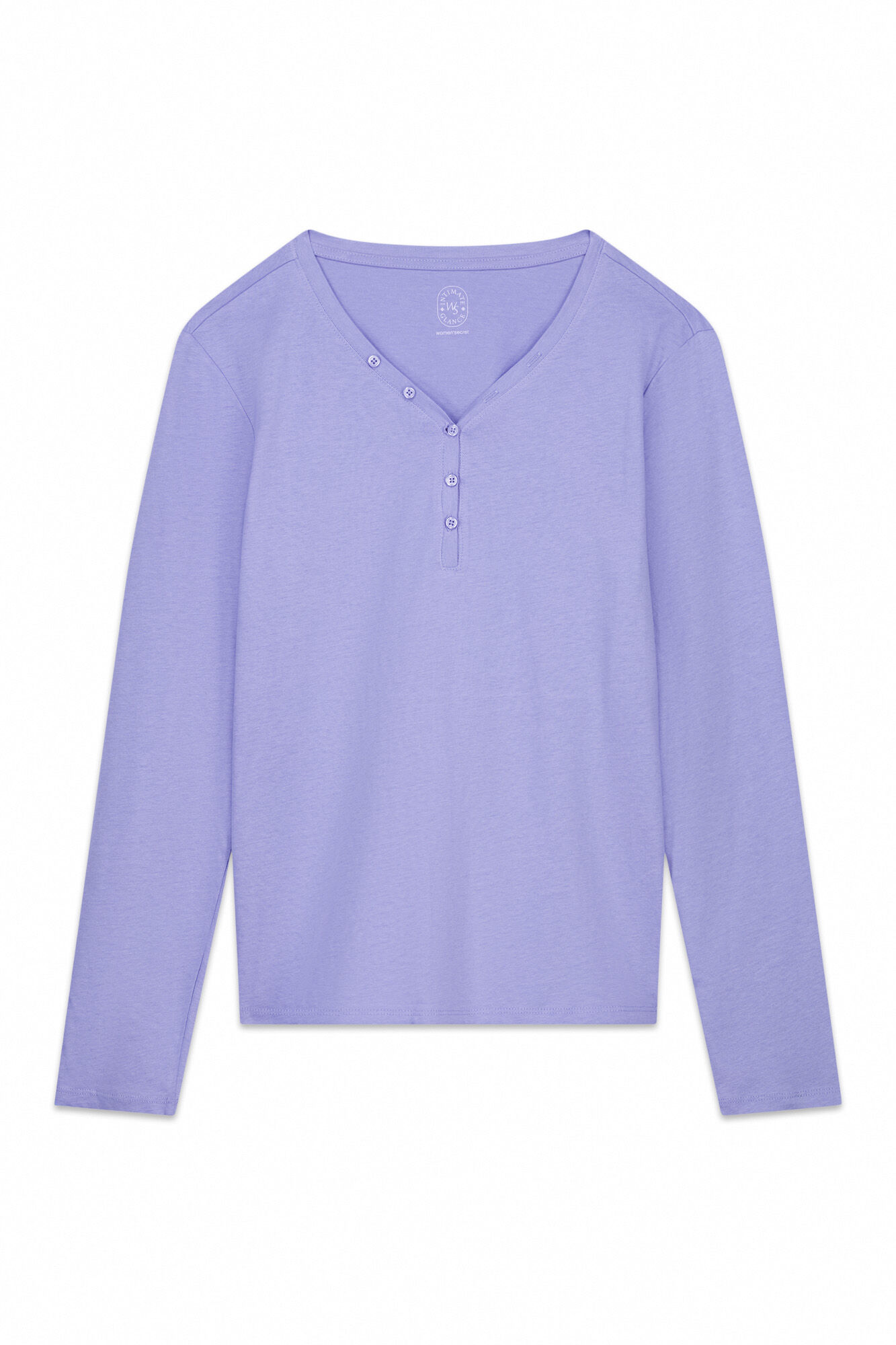 Women'secret Playera de manga larga de algod&oacute;n cepillado lila morado/lila