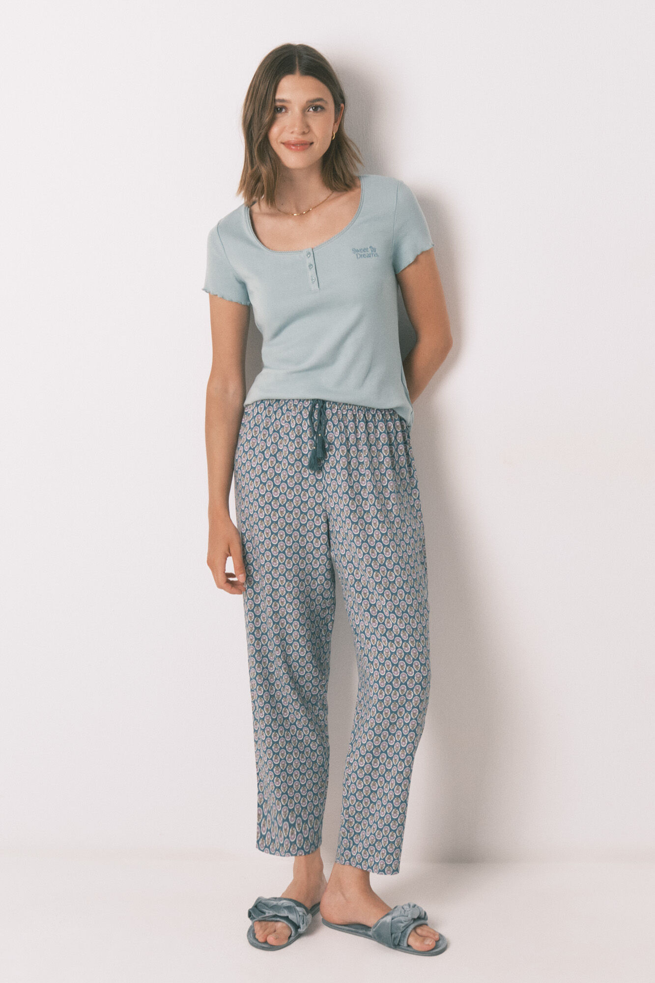 Women'secret Playera de manga corta de algod&oacute;n verde verde