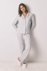 Women'secret Pijama camisera de cuadros con efecto brillante.   azul