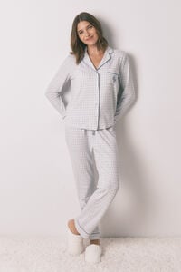 Women'secret Pijama camisera de cuadros con efecto brillante.  