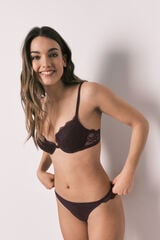 Women'secret Panty cl&aacute;sica de microfibra y encaje morada morado/lila