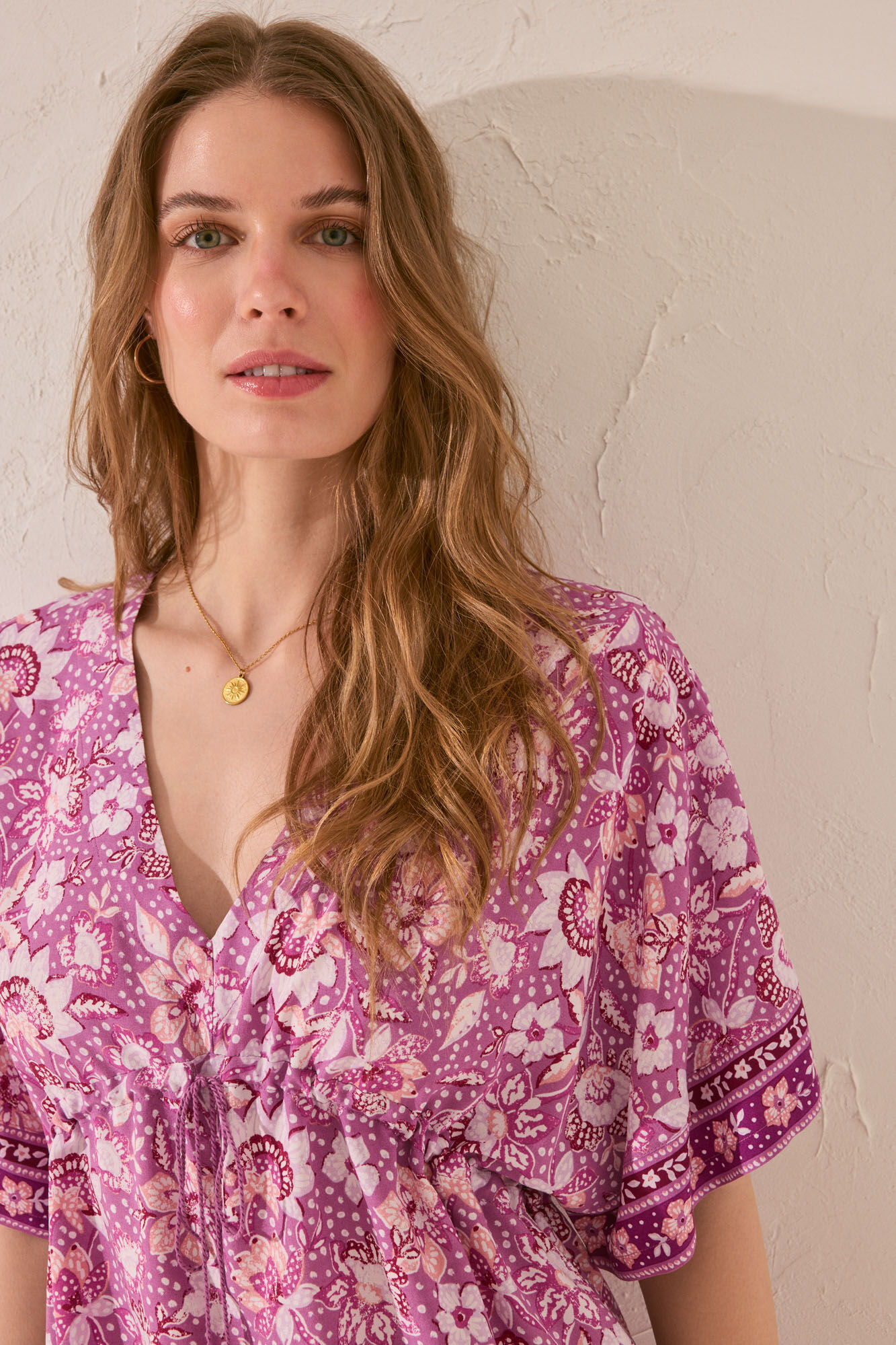 Women'secret Playera de dormir short de viscosa con estampado morado/lila estampado