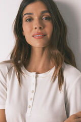 Women'secret Playera de manga corta de viscosa blanca brillante marfil