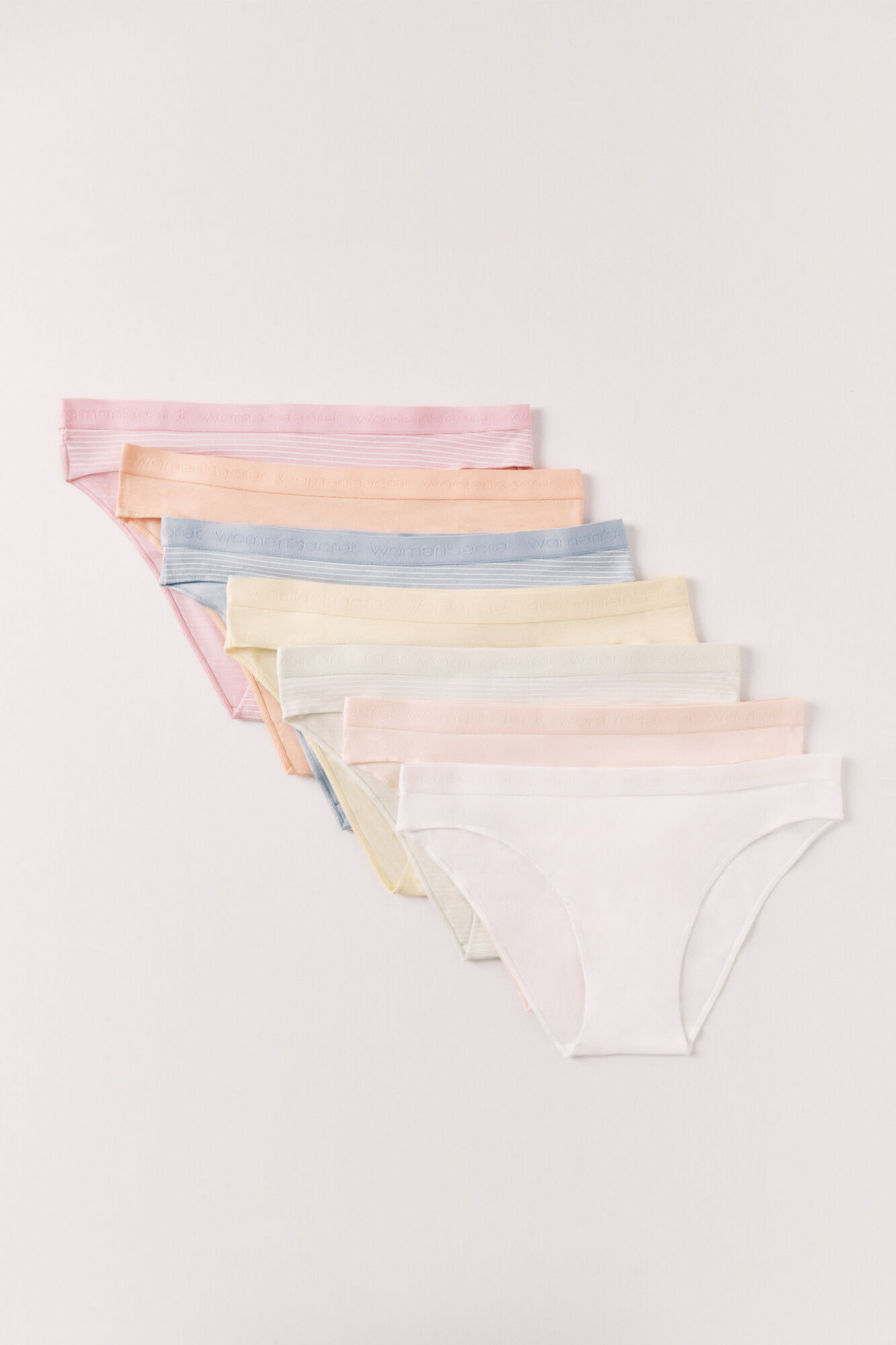 Women'secret Paquete de 7 panties cl&aacute;sicas de algod&oacute;n suave con logo