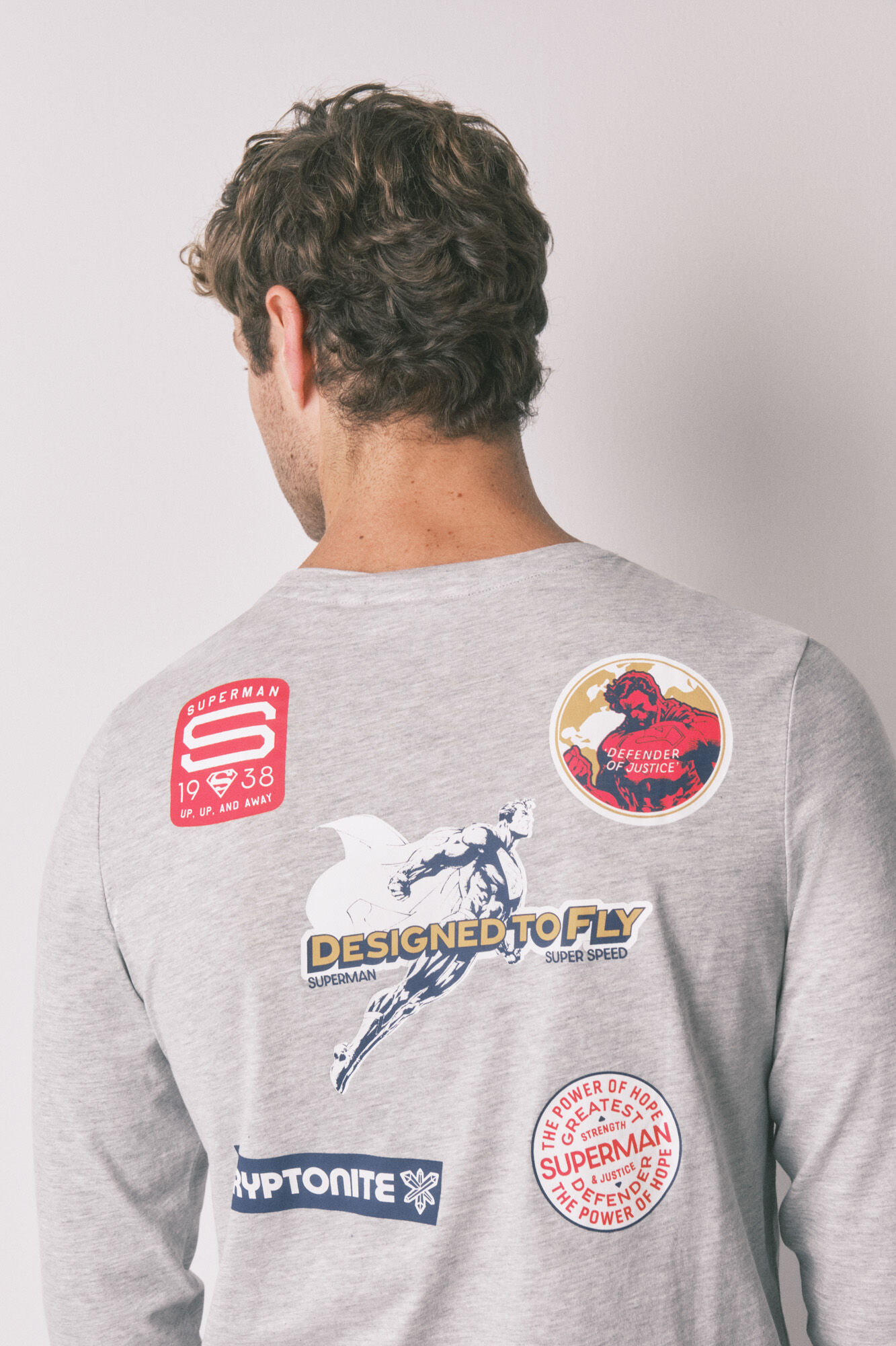 Women'secret Pijama larga de Superman gris 100% algod&oacute;n  gris