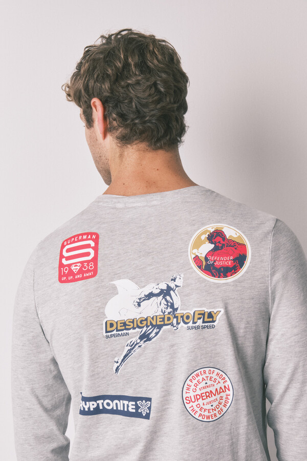 Women'secret Pijama larga de Superman gris 100% algodón  gris