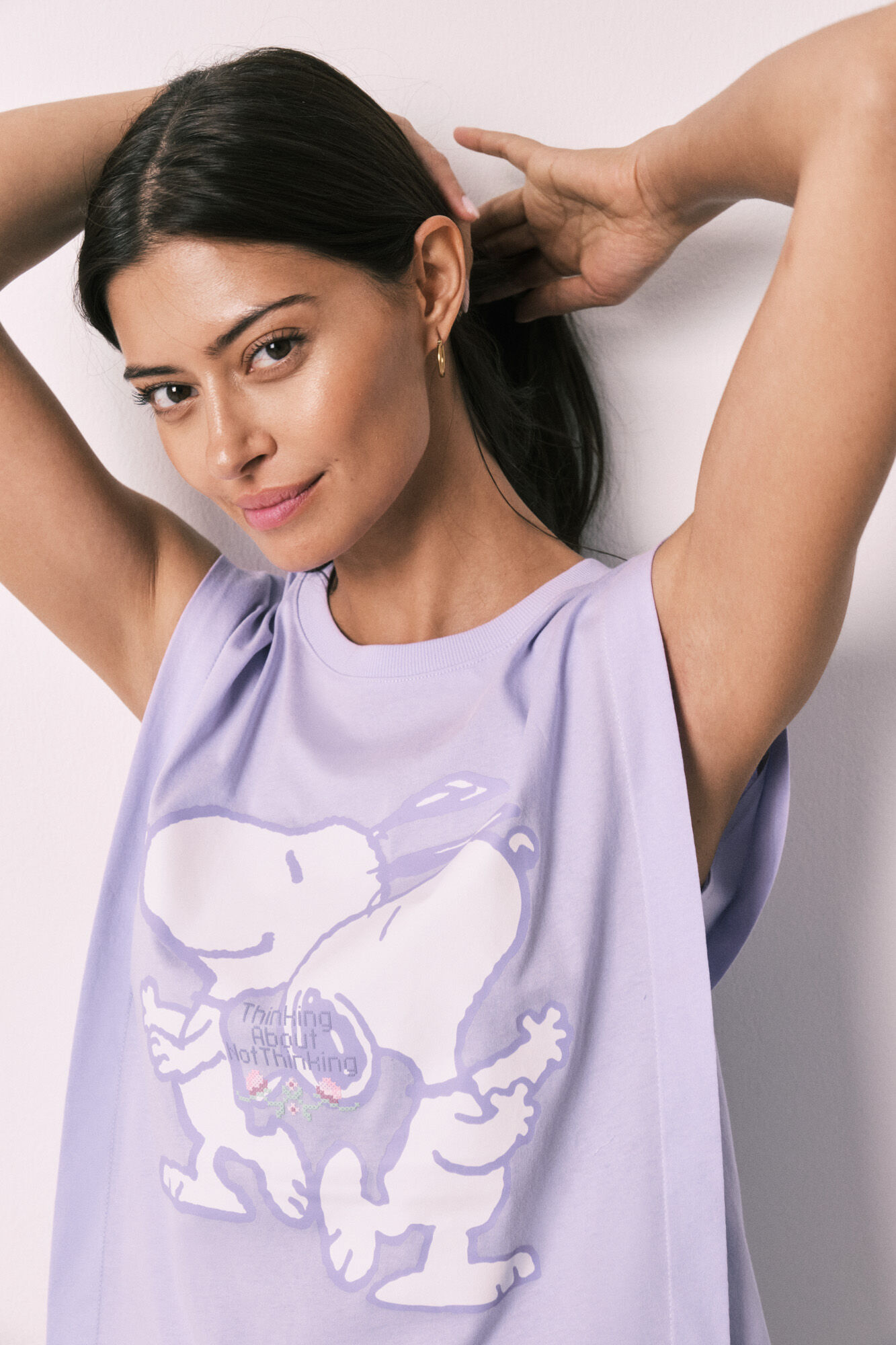 Women'secret Pijama corta de algod&oacute;n Snoopy morado/lila