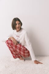 Women'secret Pantal&oacute;n largo con estampado de cuadros rojos estampado