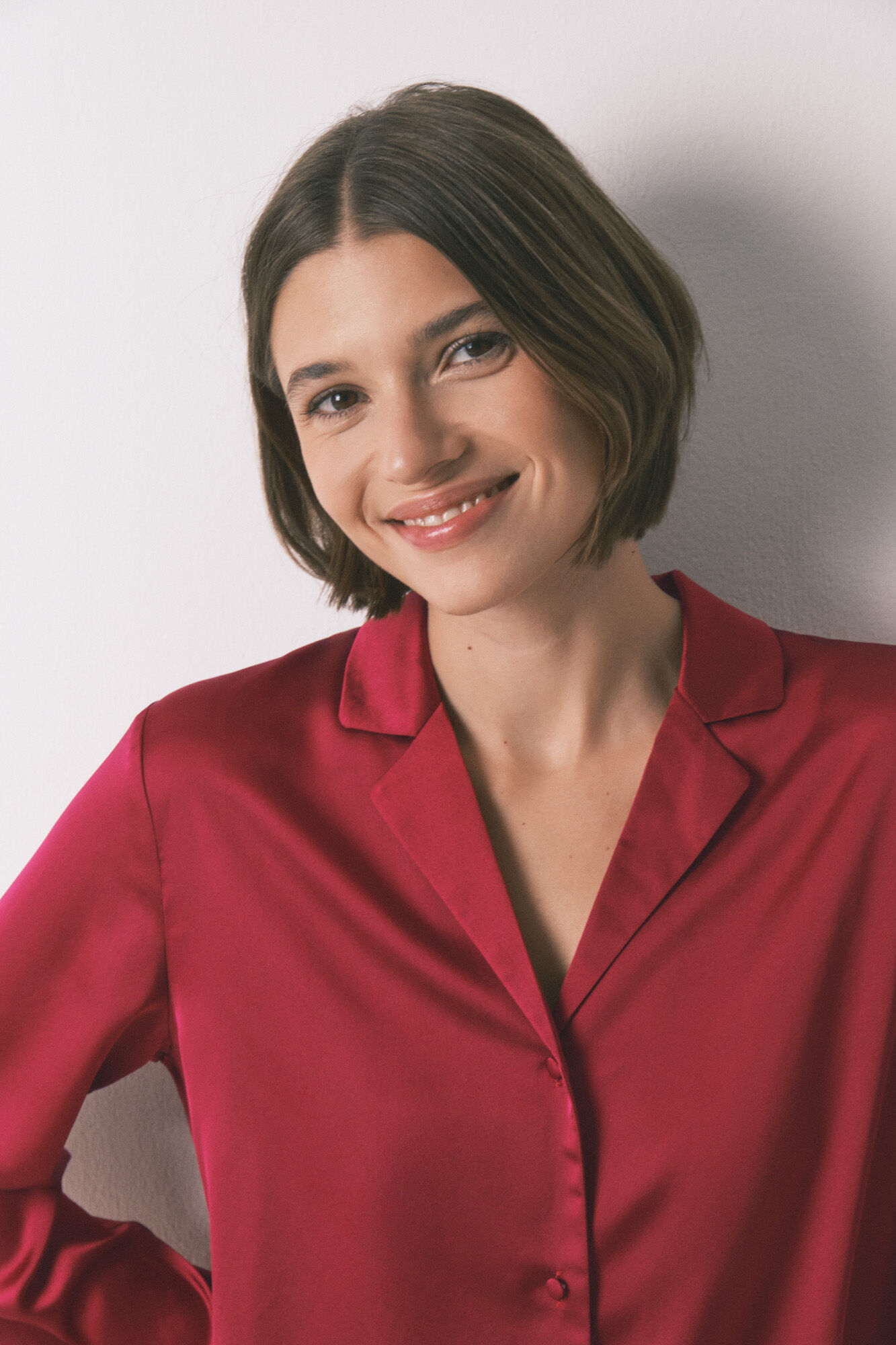 Women'secret Pijama camisera short de sat&eacute;n rojo