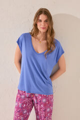 Women'secret Playera de manga corta de viscosa azul claro azul