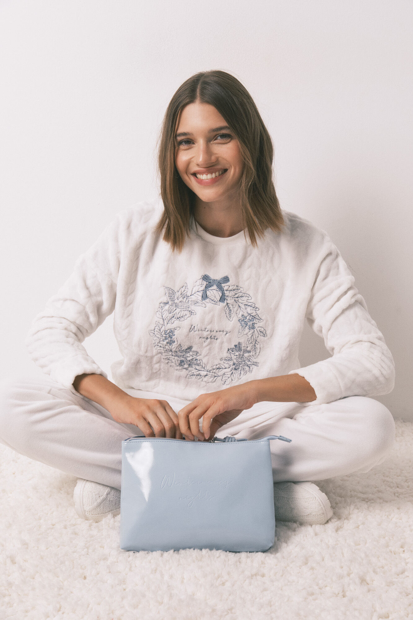 Women'secret Neceser doble mediano en piel azul azul