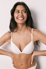 Women'secret Brasier triangular con relleno de algod&oacute;n blanco marfil