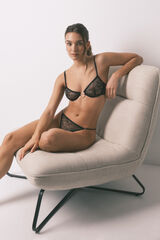 Women'secret Brasier sin relleno de encaje negro PRETTY negro