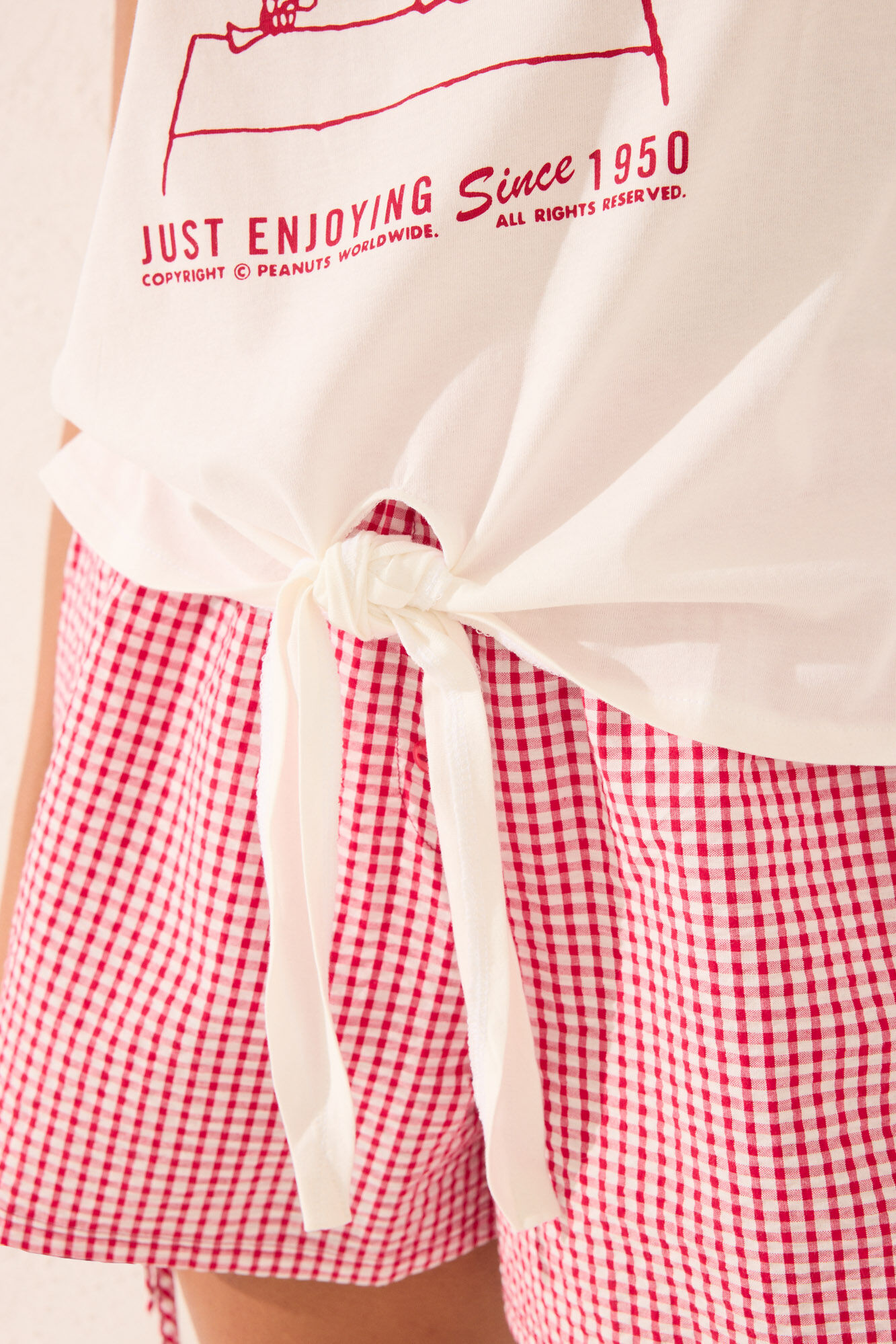 Women'secret Playera de manga corta de Snoopy blanca 100 % algod&oacute;n blanco