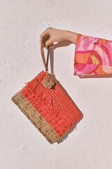 Women'secret Neceser mediano de rafia bicolor coral