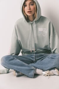 HI&BYE Sudadera con capucha de felpa de algod&oacute;n verde