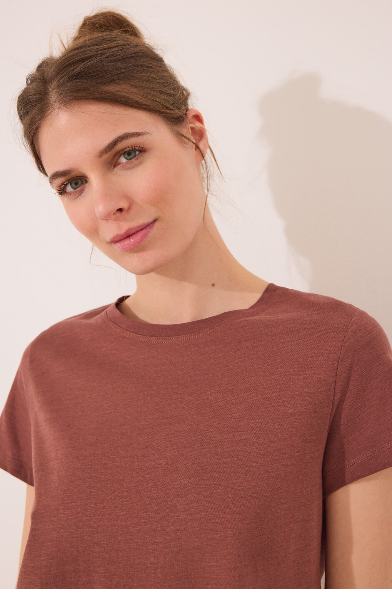 Women'secret Playera manga corta marr&oacute;n