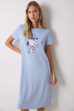 Womensecret Camisón midi canalé rayas Snoopy azul