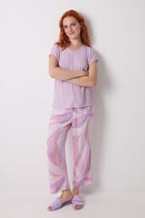Womensecret Pijama capri estampado geométrico lila morado/lila