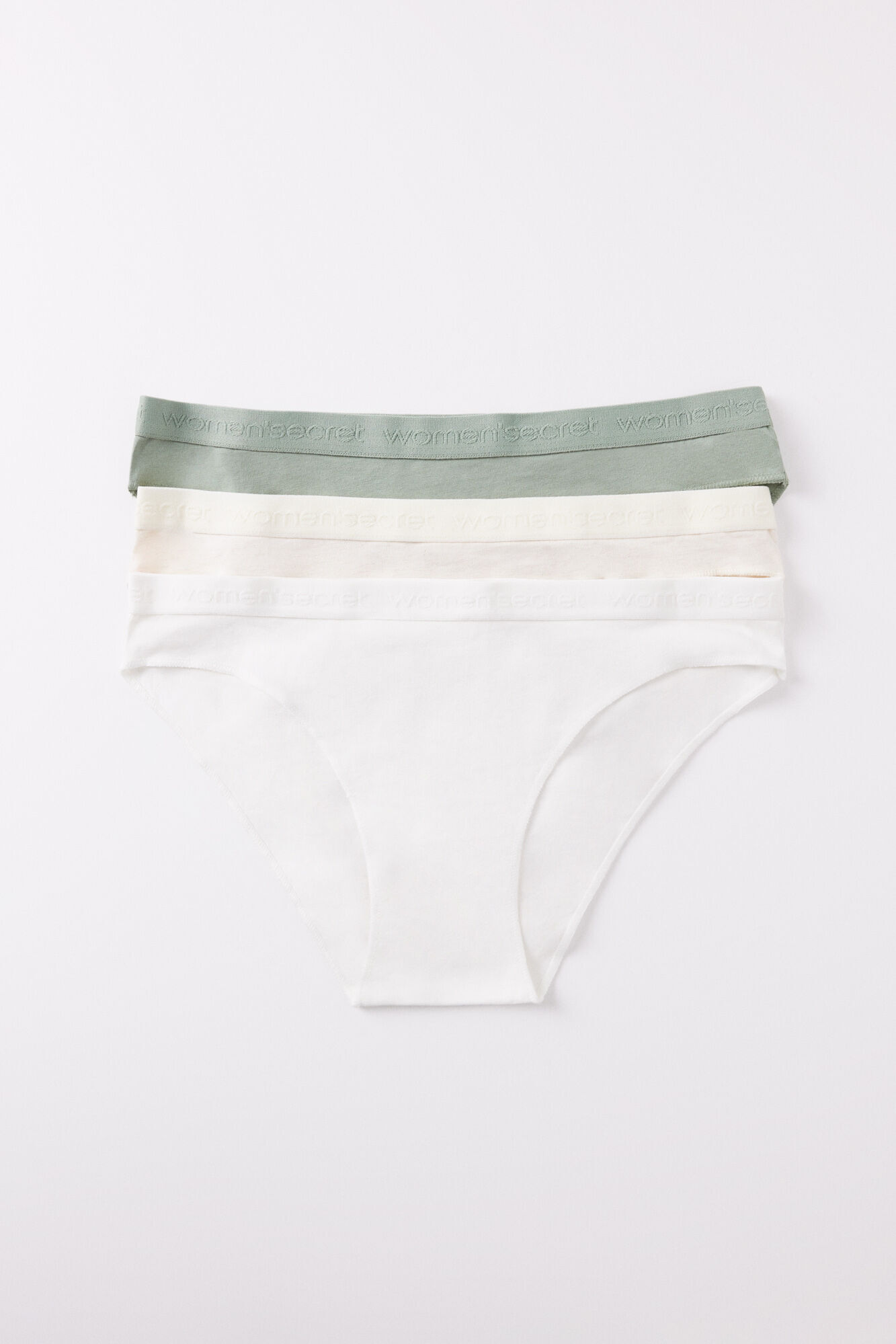 Women'secret Pack 3 panties cl&aacute;sicos algod&oacute;n logo blanco