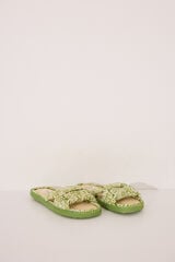 Womensecret Pantuflas para casa con parte superior anudada de rafia verde verde