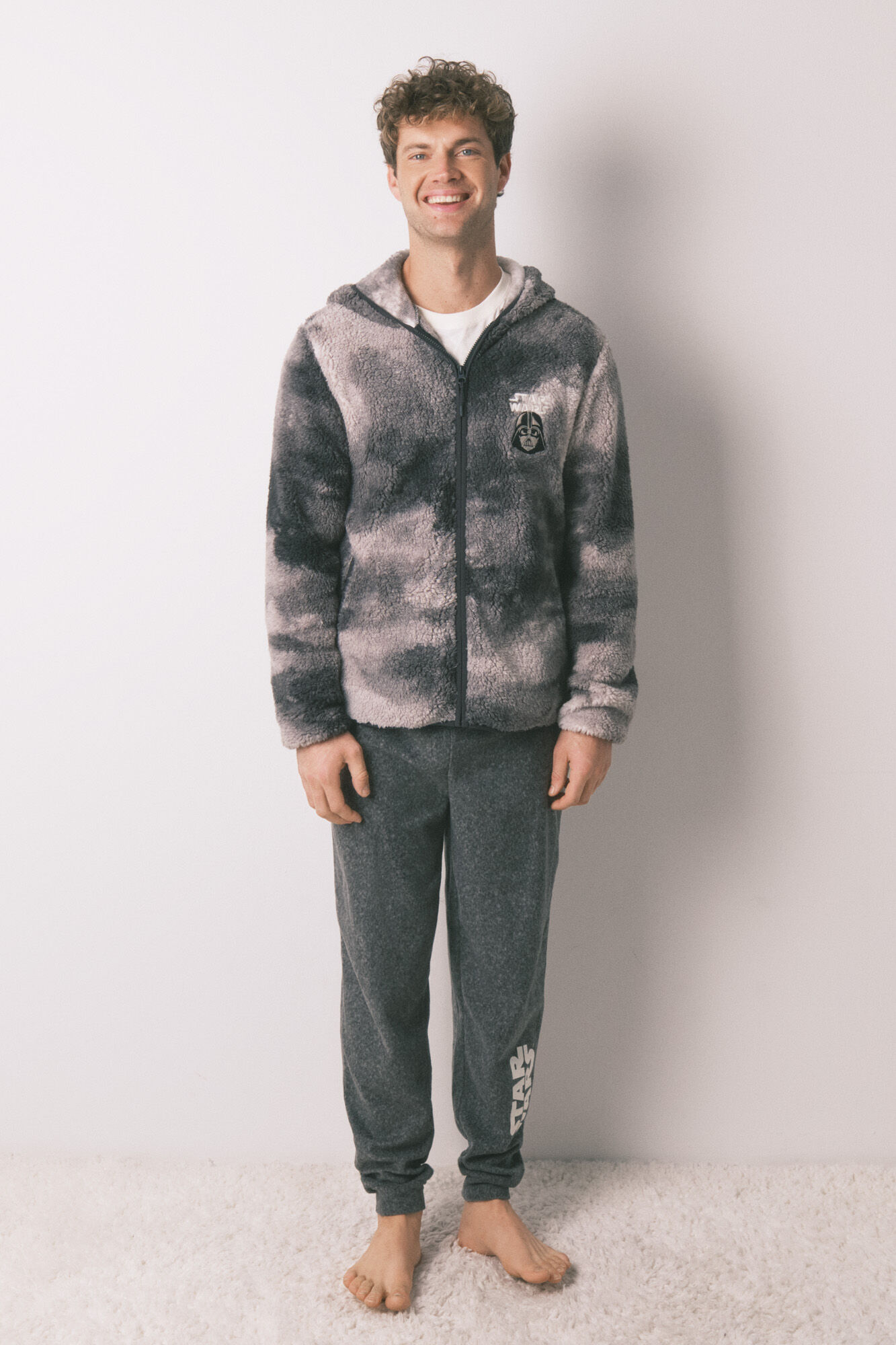 Women'secret Bata short de Star Wars de borrego gris para hombre