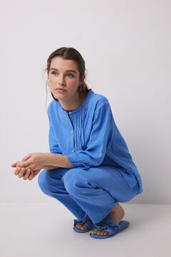 Womensecret Pantuflas satén volantes azul estampado
