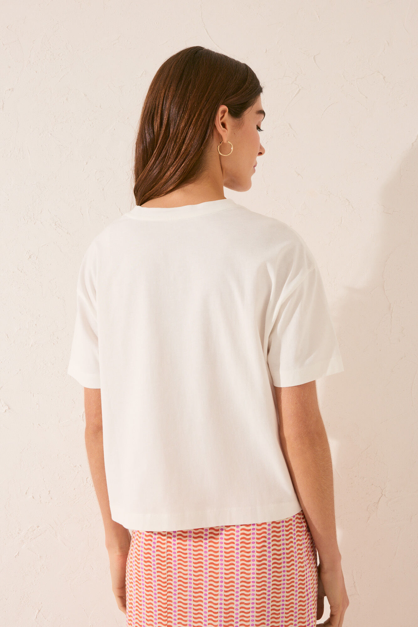 Women'secret Playera boxy 100% algod&oacute;n blanca marfil