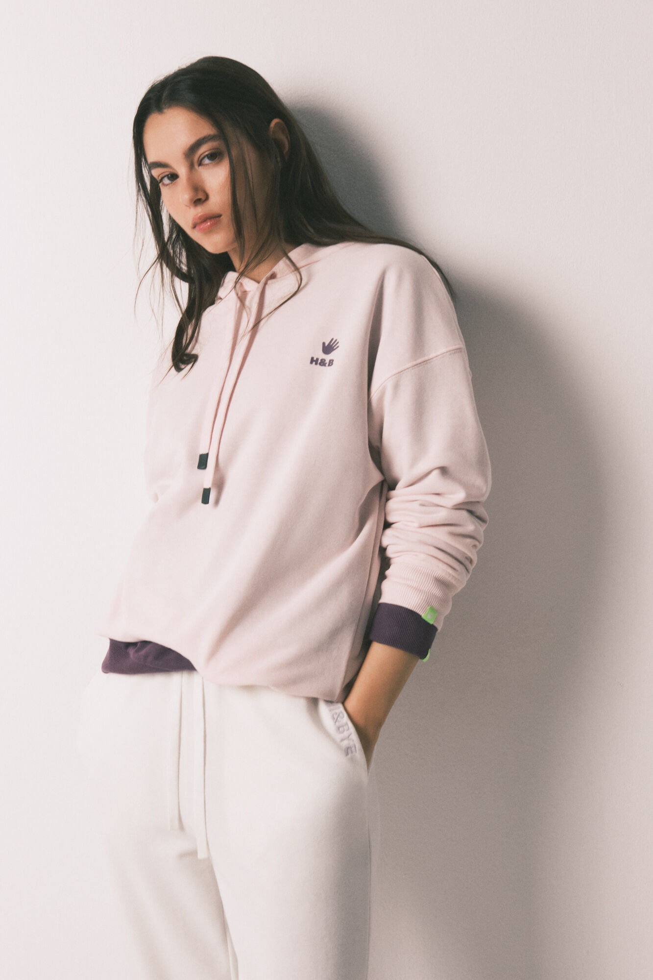 HI&BYE Sudadera con capucha de felpa de algod&oacute;n rosa rosa