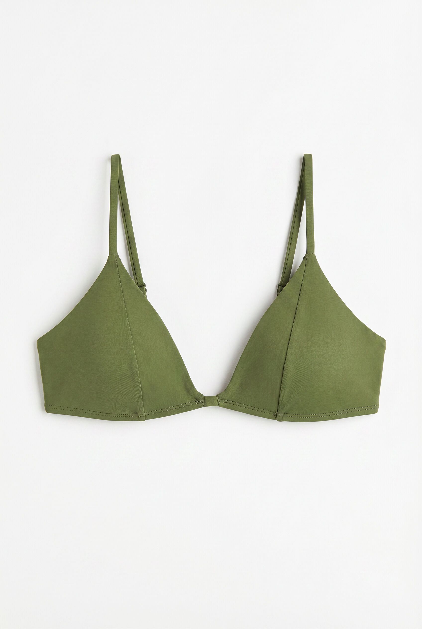Women'secret Top bikini triangular efecto seda verde kaki