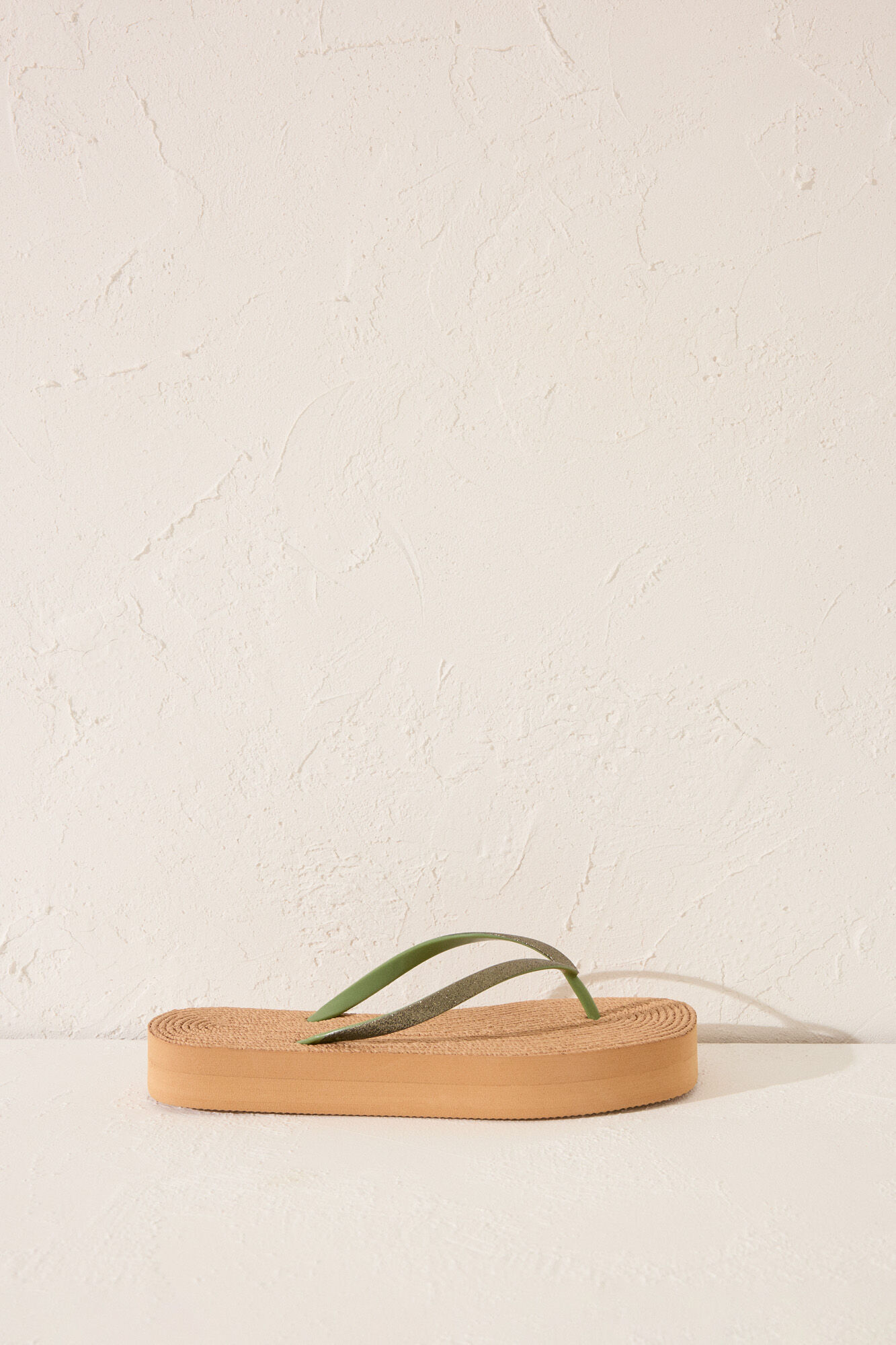 Women'secret Chanclas de plataforma con efecto rafia  caf&eacute;