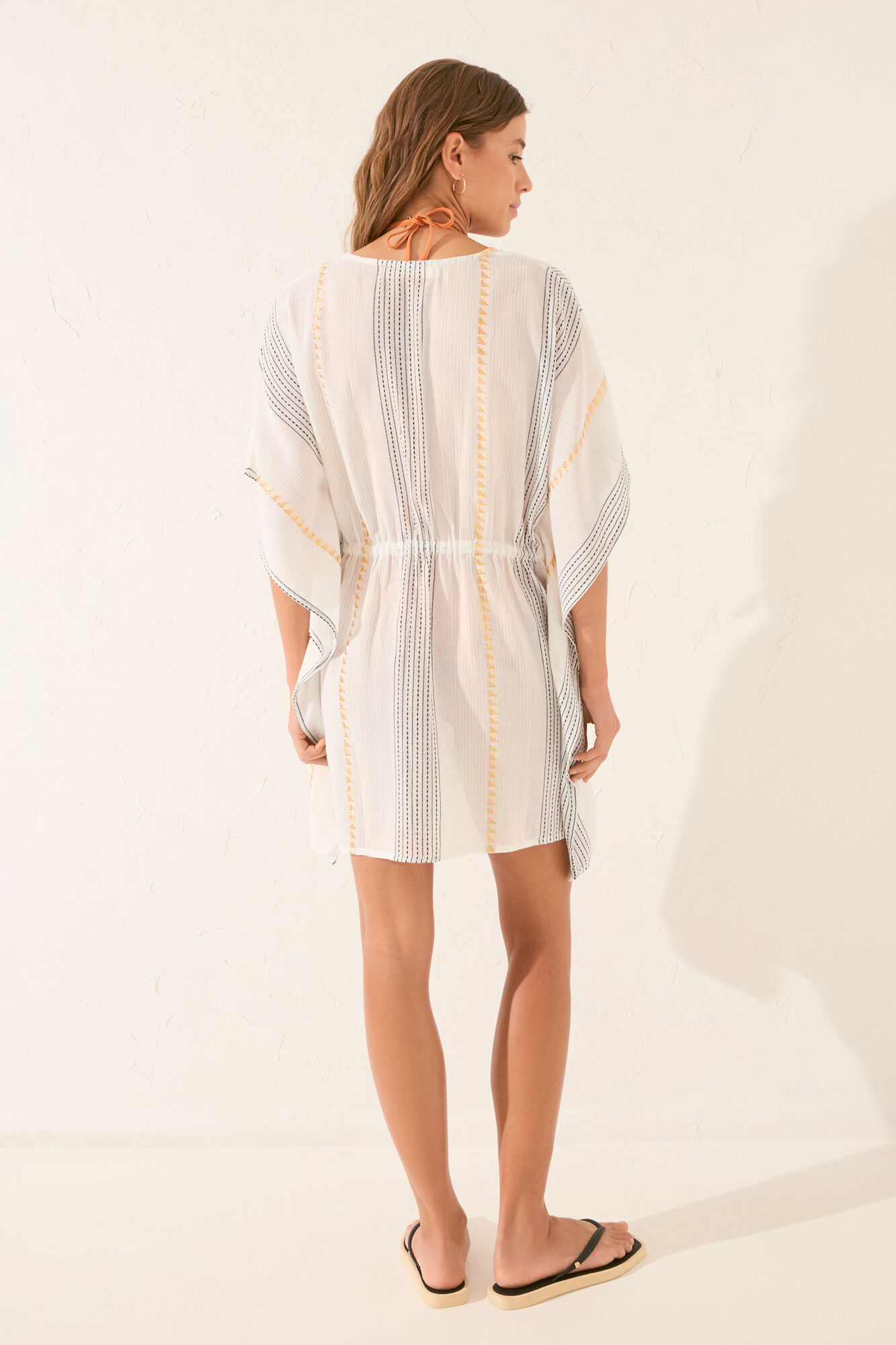 Women'secret T&uacute;nica short de algod&oacute;n con rayas de lurex negro negro