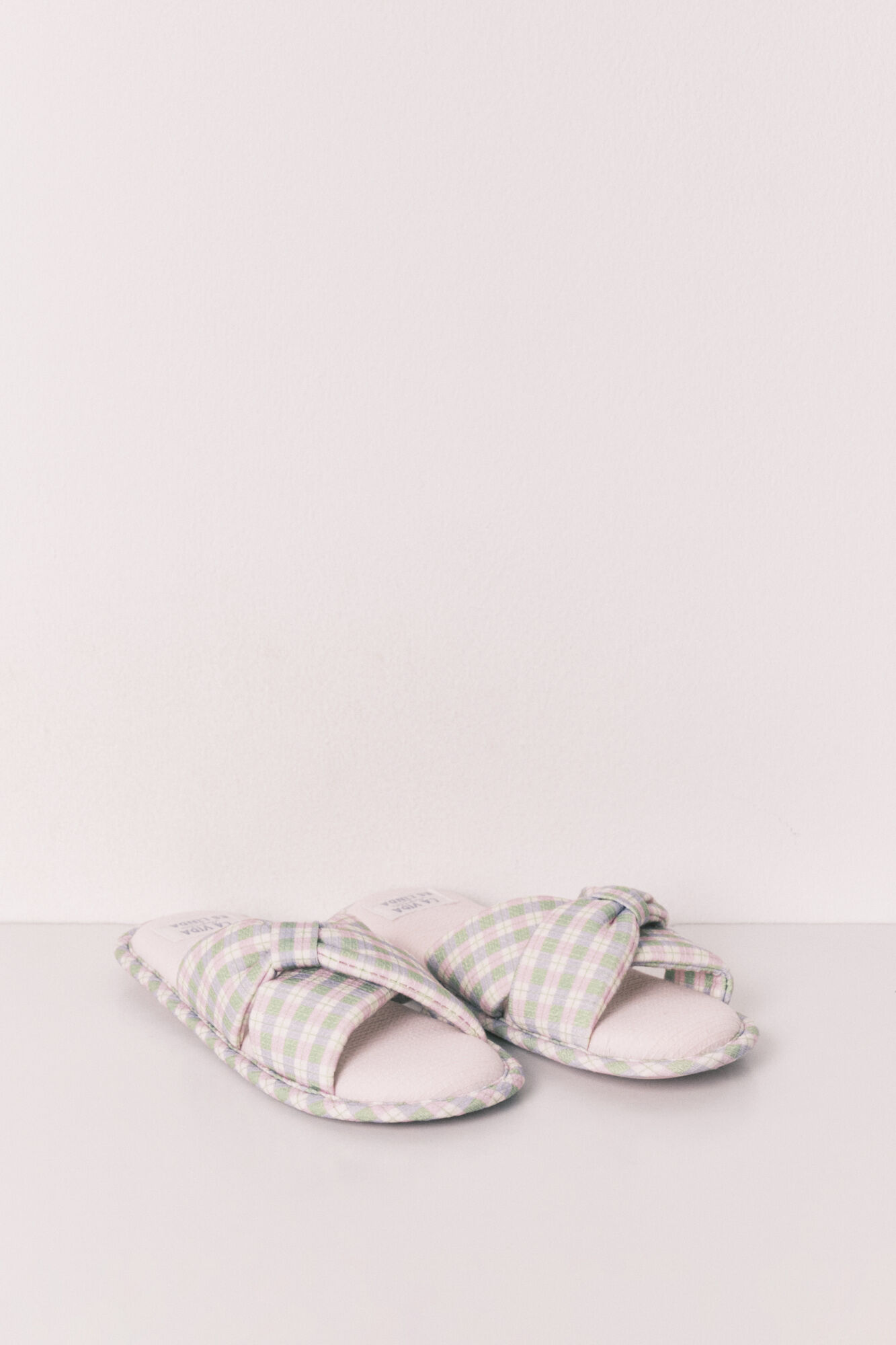 Women'secret Zapatillas de casa con nudo a cuadros estampado