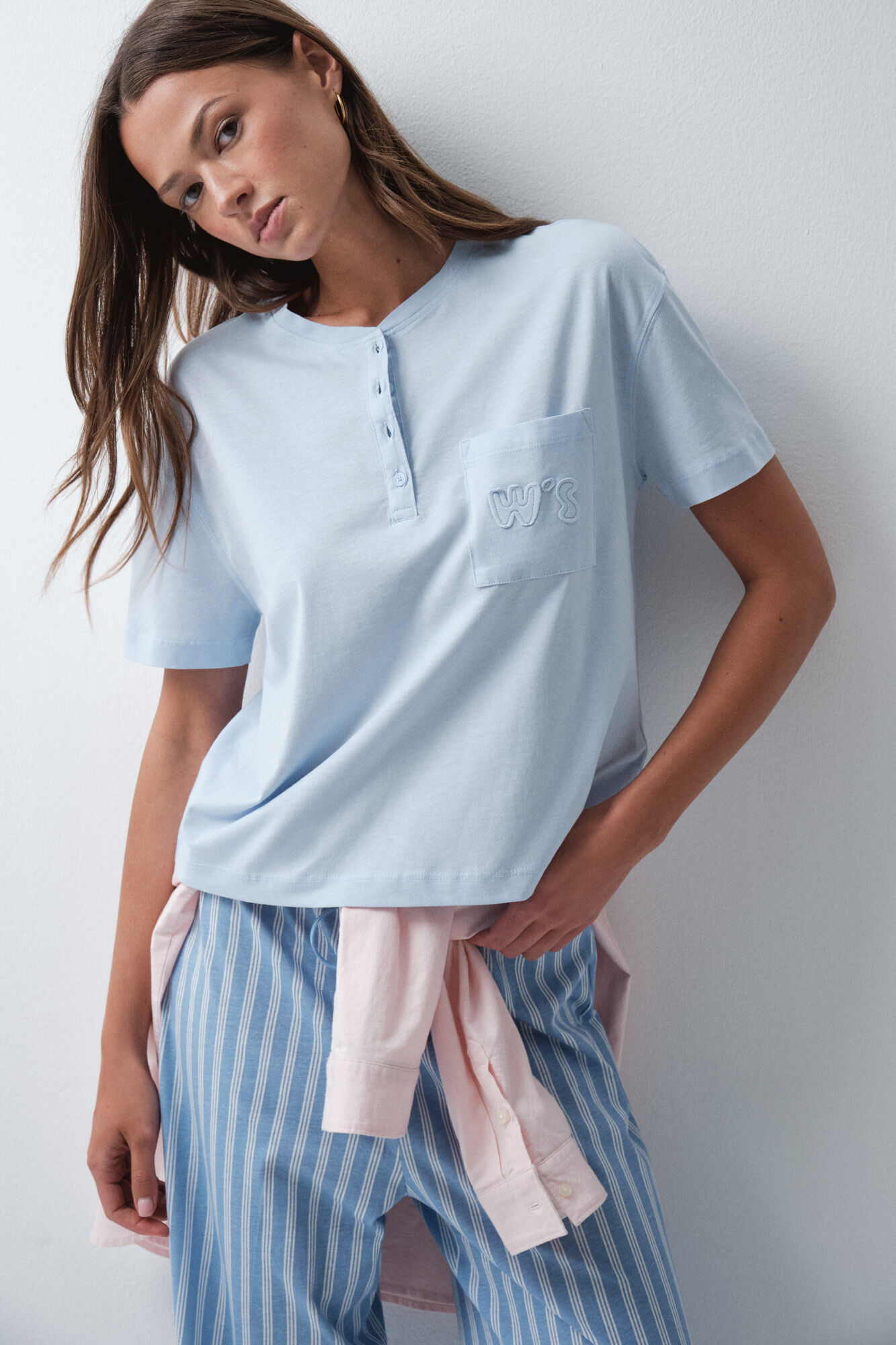 Women'secret Playera de algod&oacute;n azul